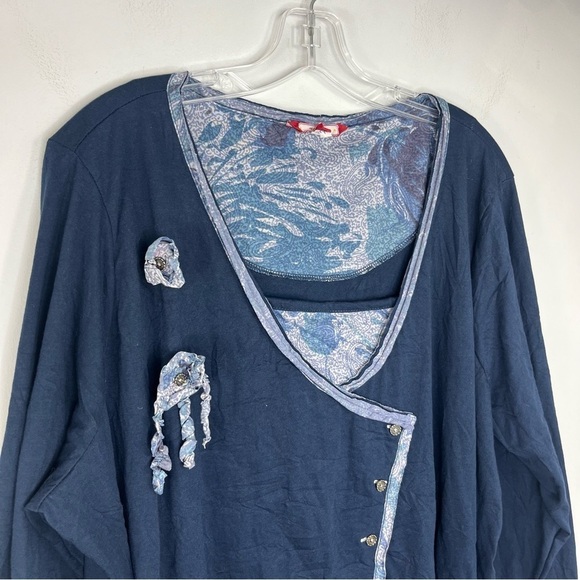 Joe Browns Plus 24 Lagenlook Boho V-neck Asymmetric Artsy Tunic Top Blouse Y12 - Picture 2 of 9